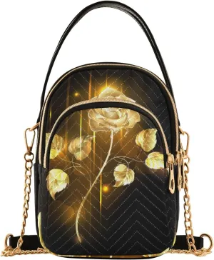 Women's Wave Cross Body Chest Bag, 52 inch Gold Chain Shoulder Handbag Purse