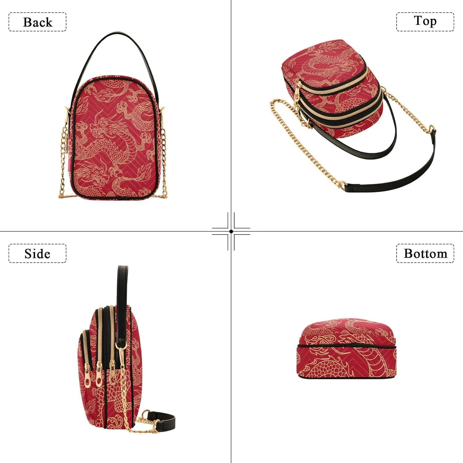 Women's Wave Cross Body Chest Bag, 52 inch Gold Chain Shoulder Handbag Purse