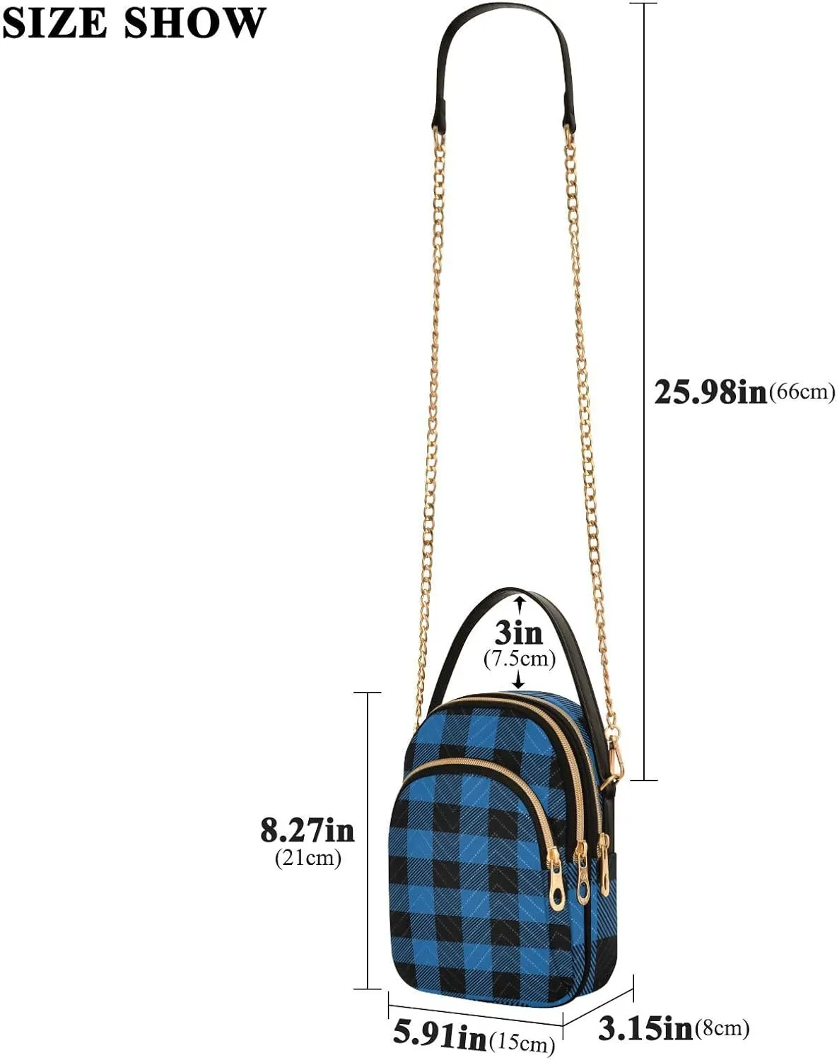 Women's Wave Cross Body Chest Bag, 52 inch Gold Chain Shoulder Handbag Purse