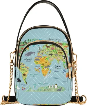 Women's Wave Cross Body Chest Bag, 52 inch Gold Chain Shoulder Handbag Purse