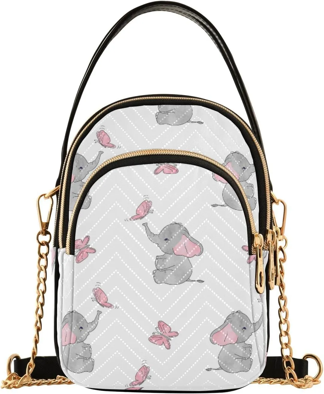 Women's Wave Cross Body Chest Bag, 52 inch Gold Chain Shoulder Handbag Purse