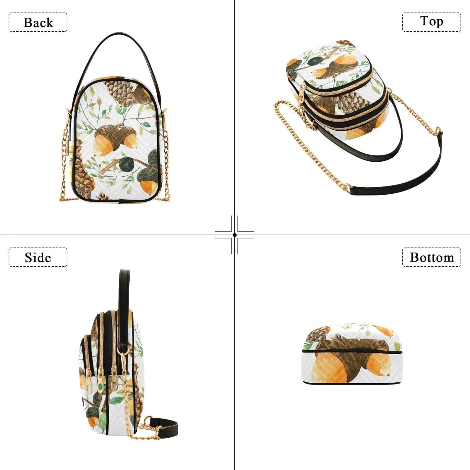 Women's Wave Cross Body Chest Bag, 52 inch Gold Chain Shoulder Handbag Purse