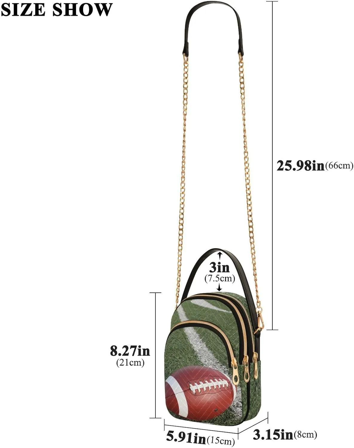 Women's Wave Cross Body Chest Bag, 52 inch Gold Chain Shoulder Handbag Purse