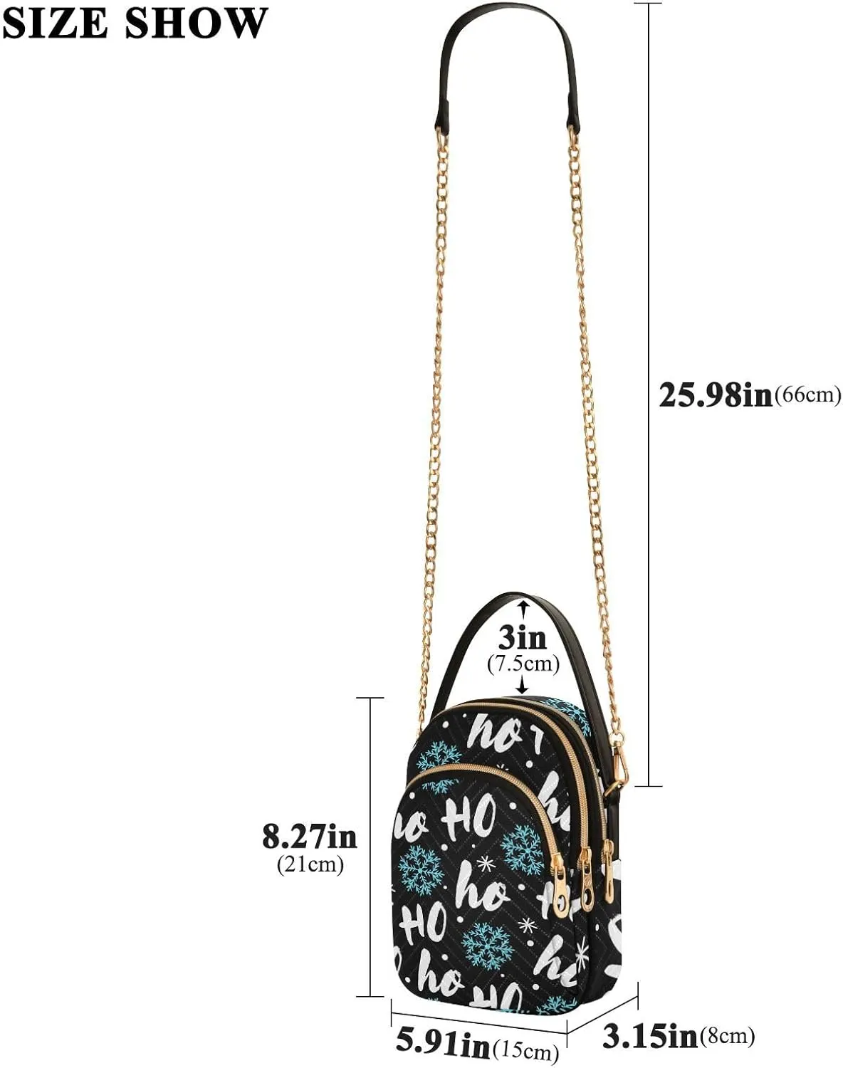 Women's Wave Cross Body Chest Bag, 52 inch Gold Chain Shoulder Handbag Purse
