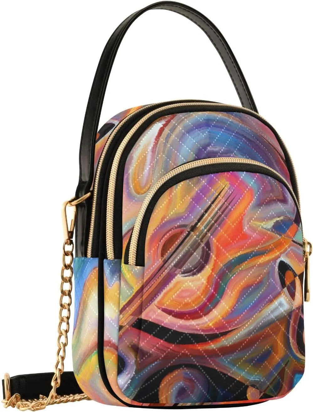 Women's Wave Cross Body Chest Bag, 52 inch Gold Chain Shoulder Handbag Purse