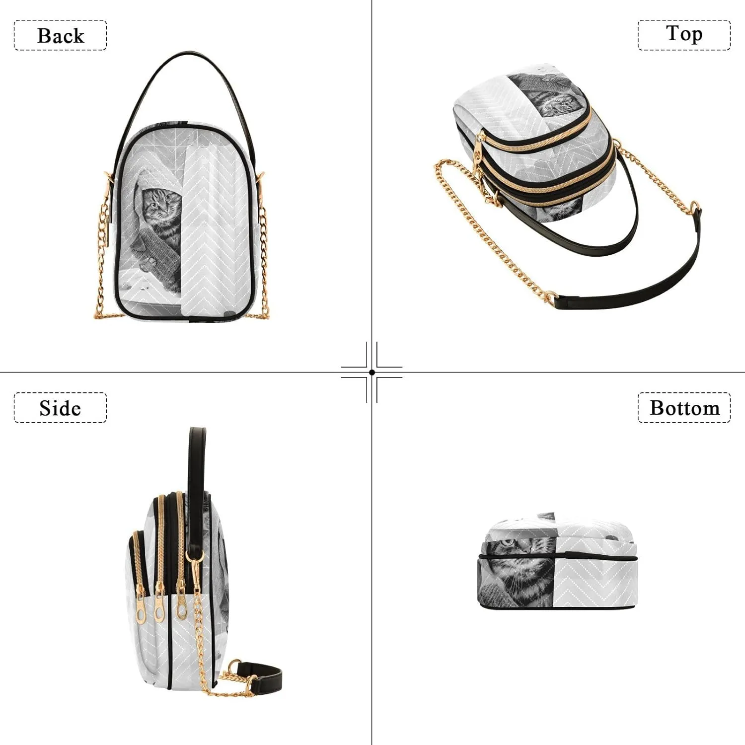 Women's Wave Cross Body Chest Bag, 52 inch Gold Chain Shoulder Handbag Purse