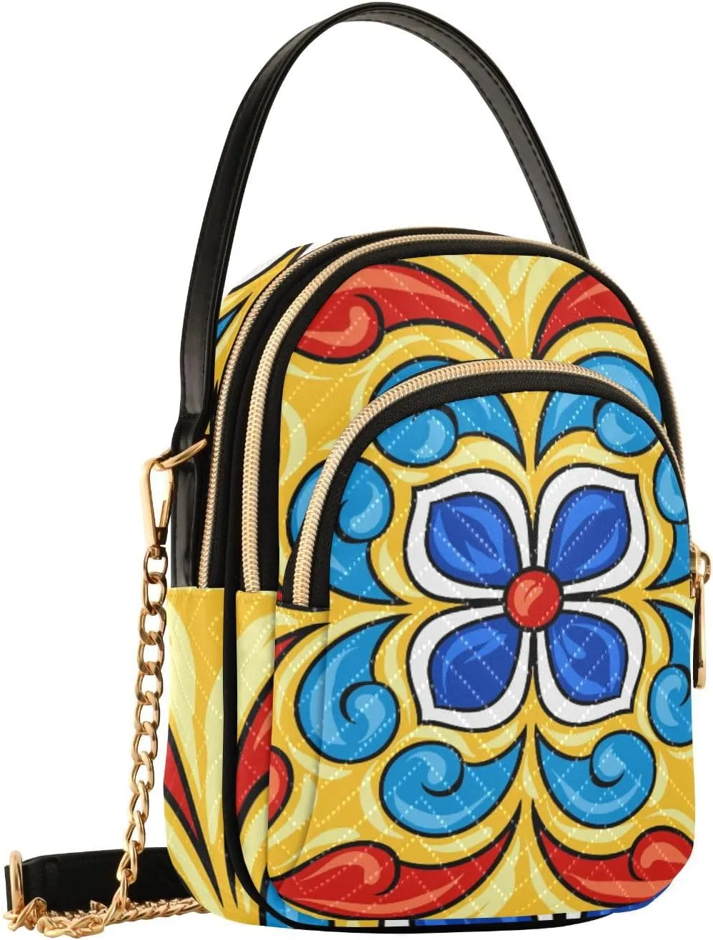 Women's Wave Cross Body Chest Bag, 52 inch Gold Chain Shoulder Handbag Purse