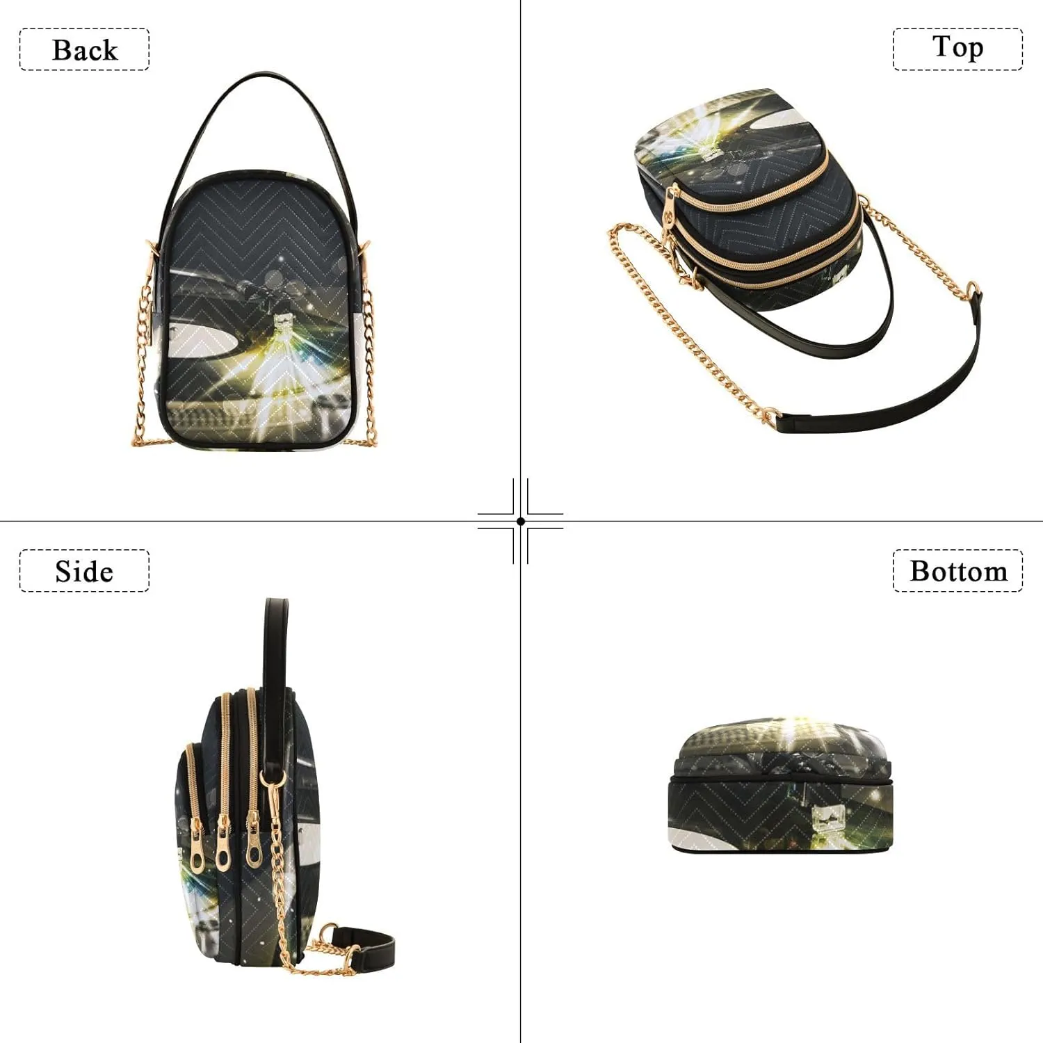 Women's Wave Cross Body Chest Bag, 52 inch Gold Chain Shoulder Handbag Purse