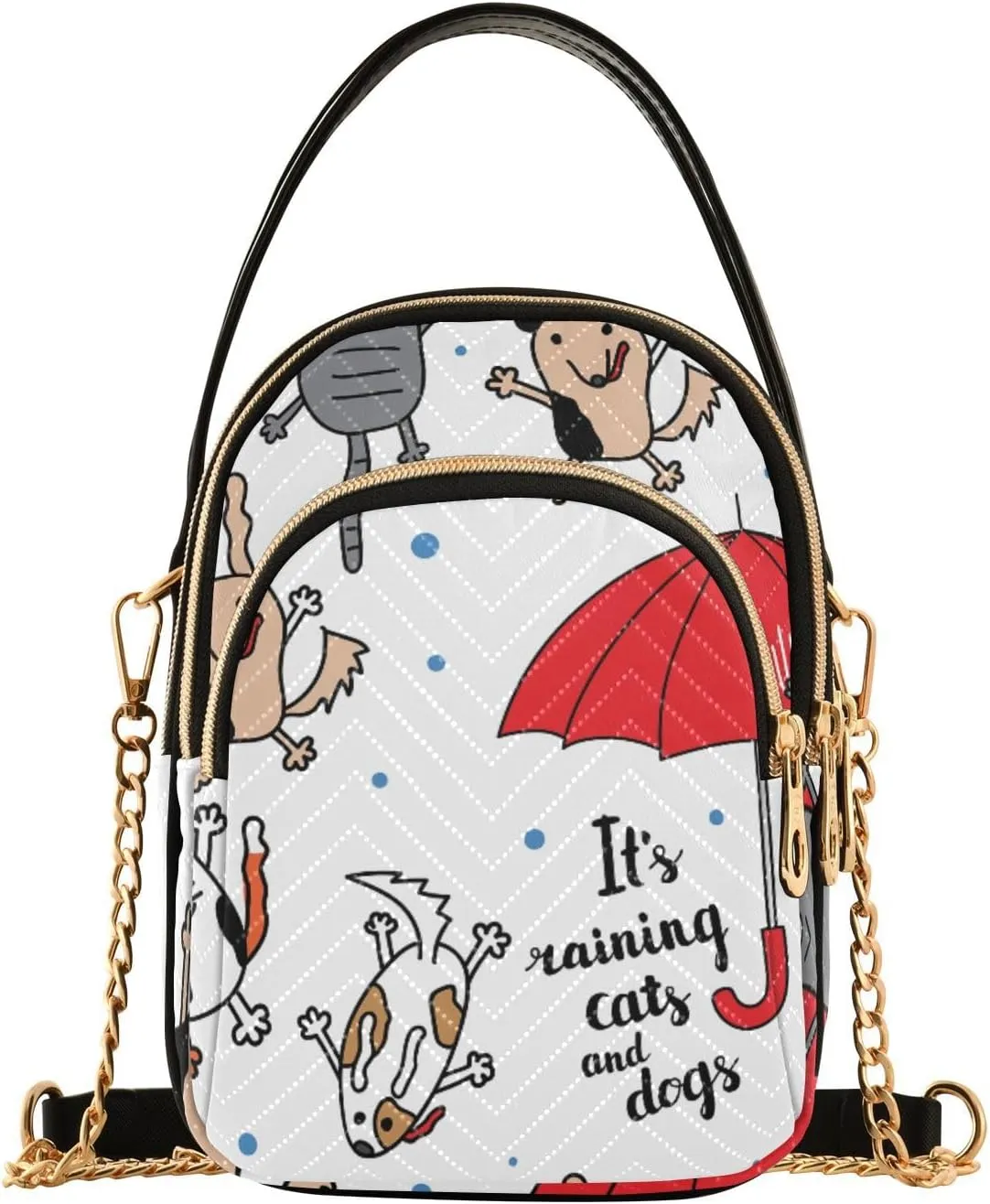 Women's Wave Cross Body Chest Bag, 52 inch Gold Chain Shoulder Handbag Purse
