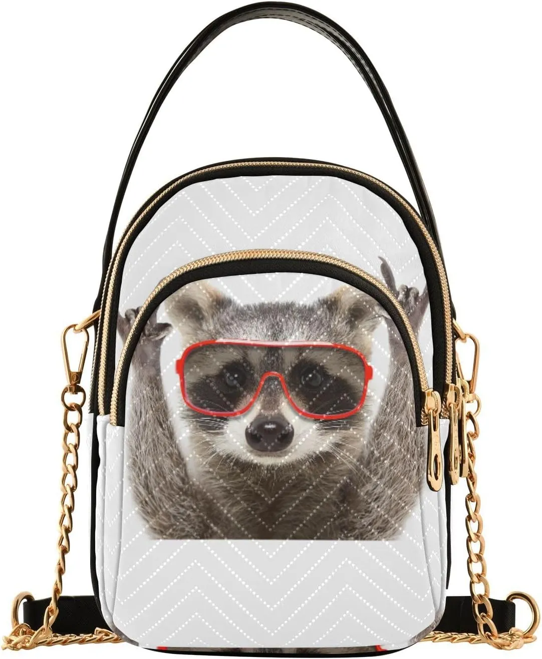Women's Wave Cross Body Chest Bag, 52 inch Gold Chain Shoulder Handbag Purse