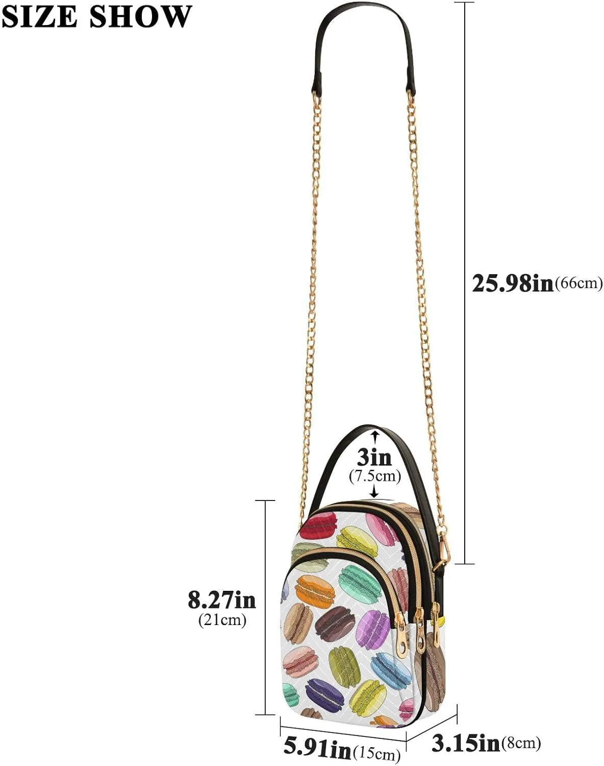 Women's Wave Cross Body Chest Bag, 52 inch Gold Chain Shoulder Handbag Purse