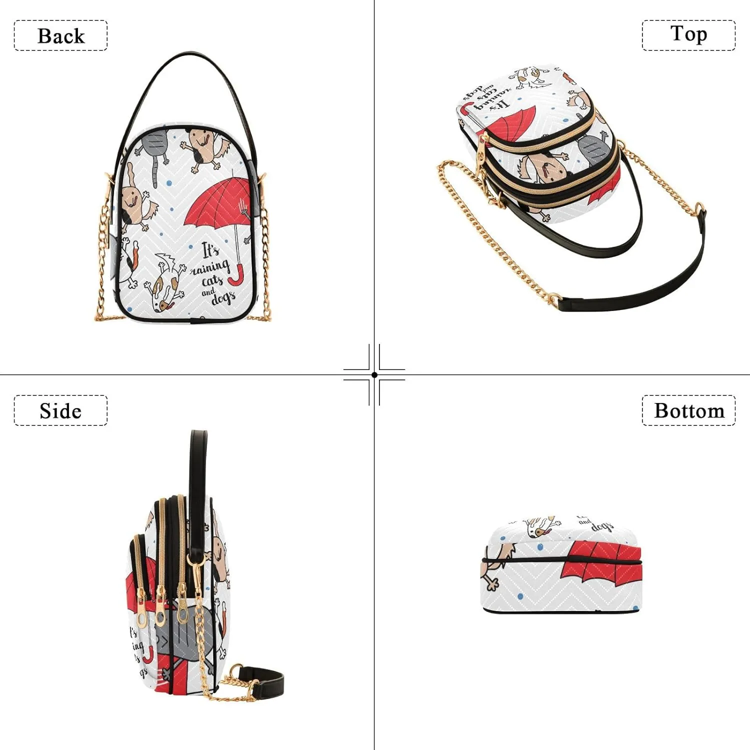 Women's Wave Cross Body Chest Bag, 52 inch Gold Chain Shoulder Handbag Purse