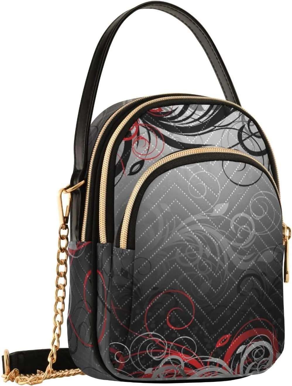 Women's Wave Cross Body Chest Bag, 52 inch Gold Chain Shoulder Handbag Purse