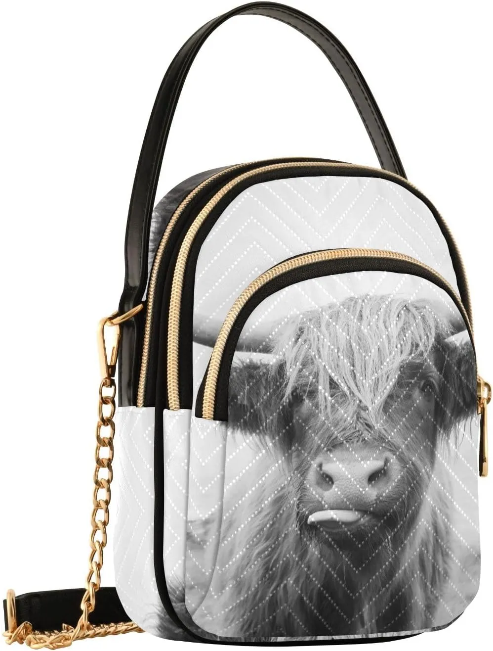 Women's Wave Cross Body Chest Bag, 52 inch Gold Chain Shoulder Handbag Purse