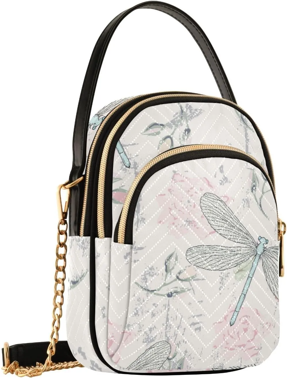 Women's Wave Cross Body Chest Bag, 52 inch Gold Chain Shoulder Handbag Purse