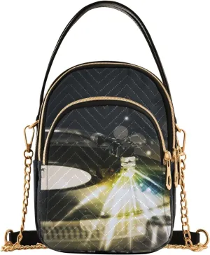 Women's Wave Cross Body Chest Bag, 52 inch Gold Chain Shoulder Handbag Purse