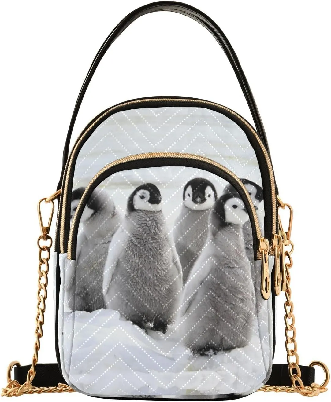 Women's Wave Cross Body Chest Bag, 52 inch Gold Chain Shoulder Handbag Purse
