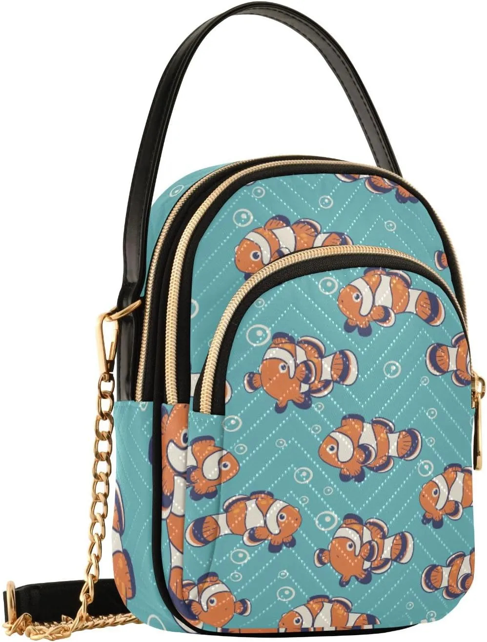 Women's Wave Cross Body Chest Bag, 52 inch Gold Chain Shoulder Handbag Purse