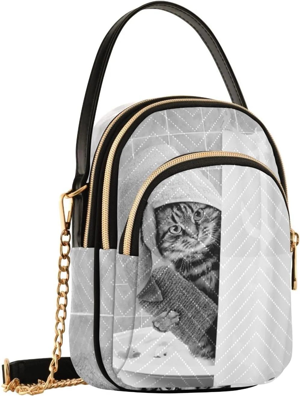Women's Wave Cross Body Chest Bag, 52 inch Gold Chain Shoulder Handbag Purse