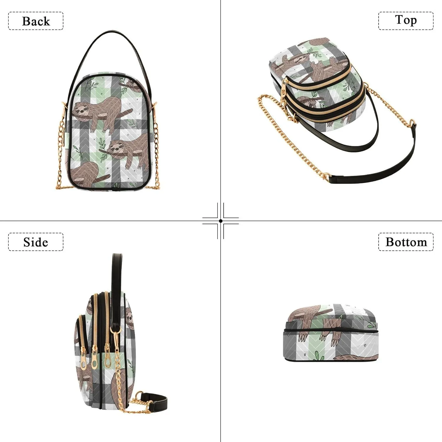 Women's Wave Cross Body Chest Bag, 52 inch Gold Chain Shoulder Handbag Purse