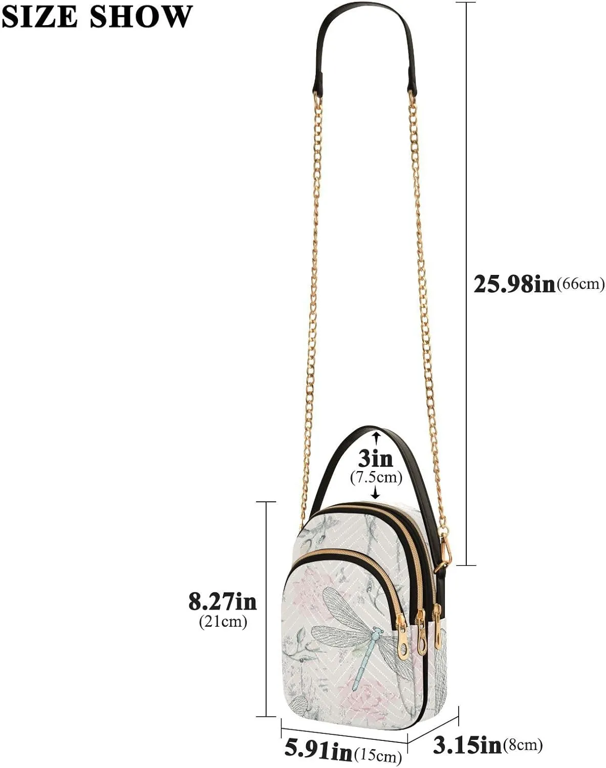 Women's Wave Cross Body Chest Bag, 52 inch Gold Chain Shoulder Handbag Purse