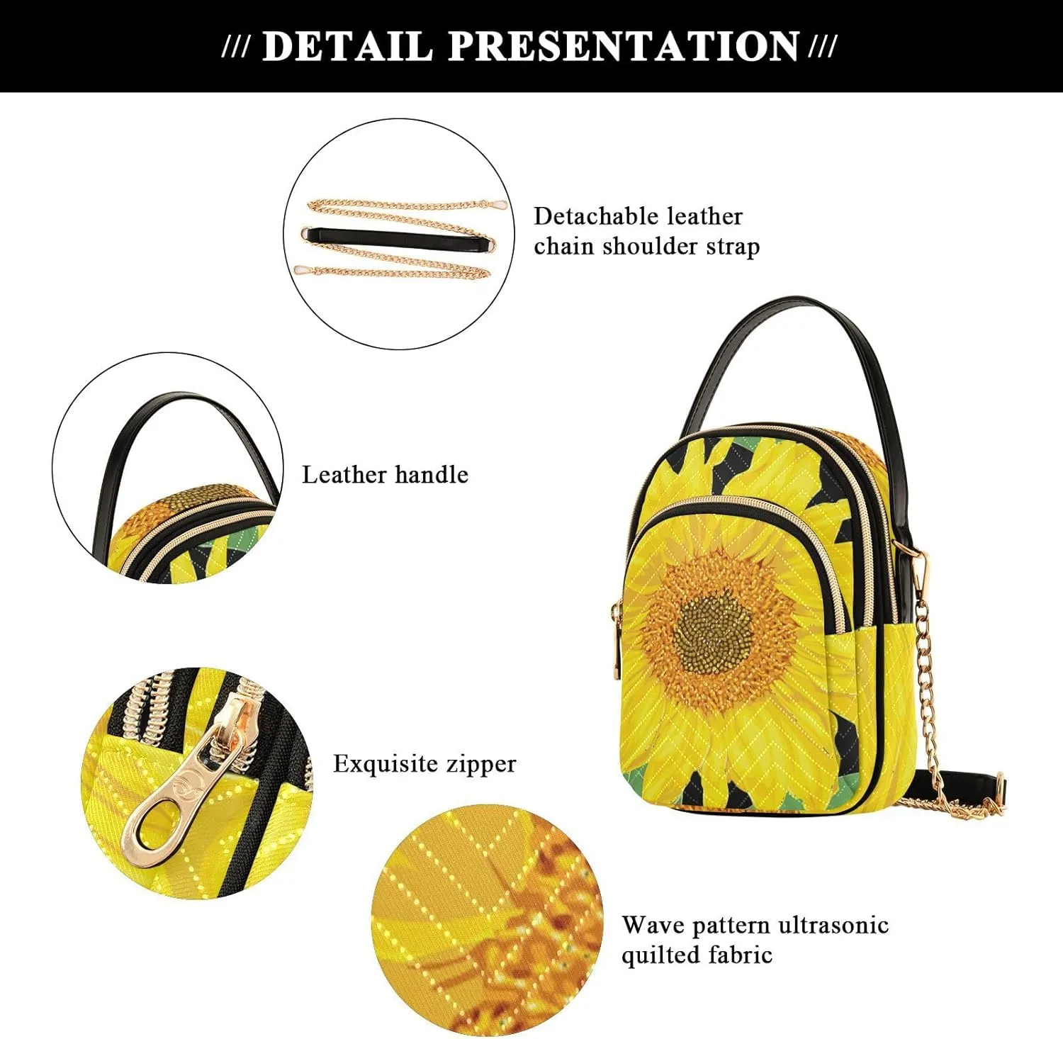 Women's Wave Cross Body Chest Bag, 52 inch Gold Chain Shoulder Handbag Purse