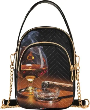 Women's Wave Cross Body Chest Bag, 52 inch Gold Chain Shoulder Handbag Purse