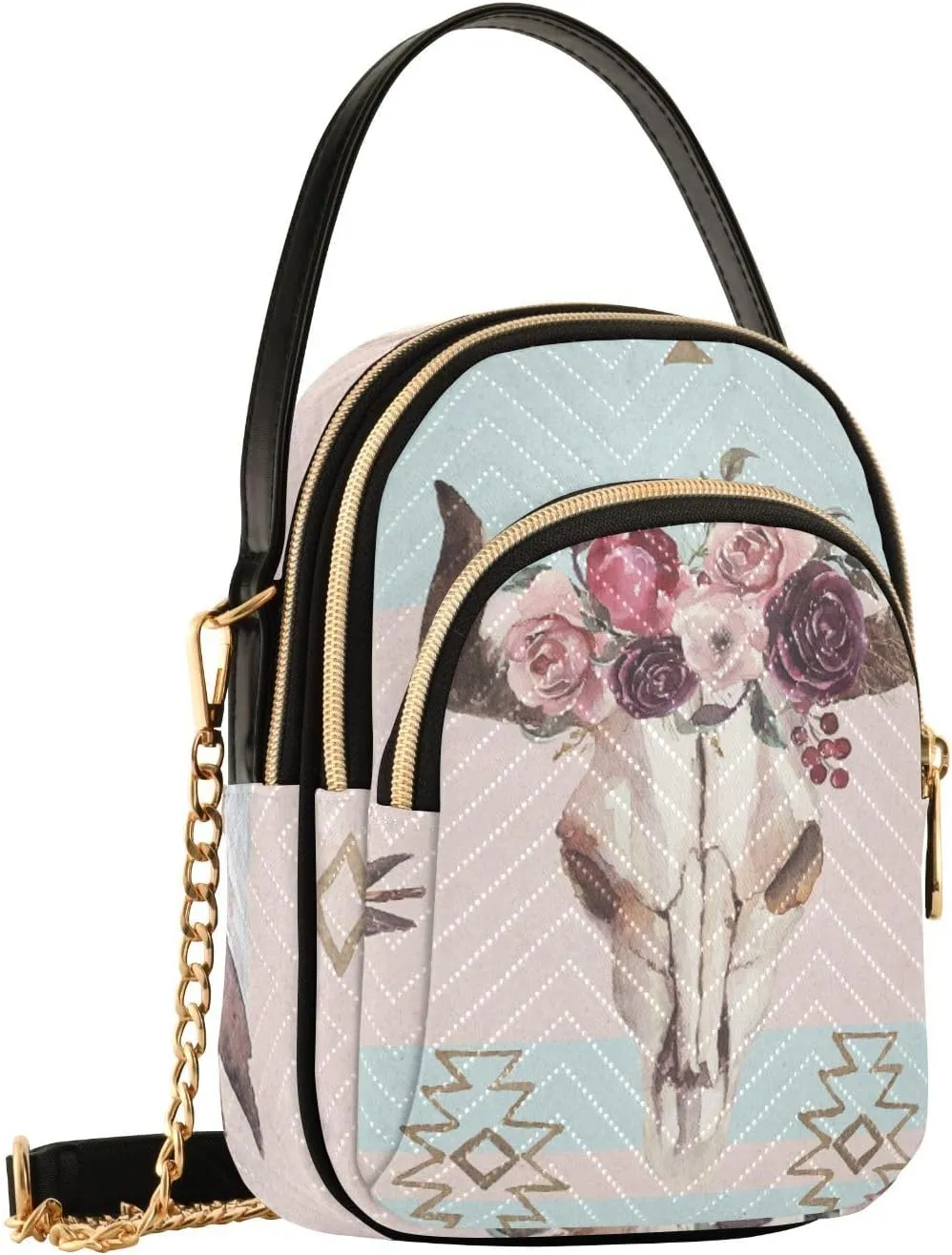 Women's Wave Cross Body Chest Bag, 52 inch Gold Chain Shoulder Handbag Purse