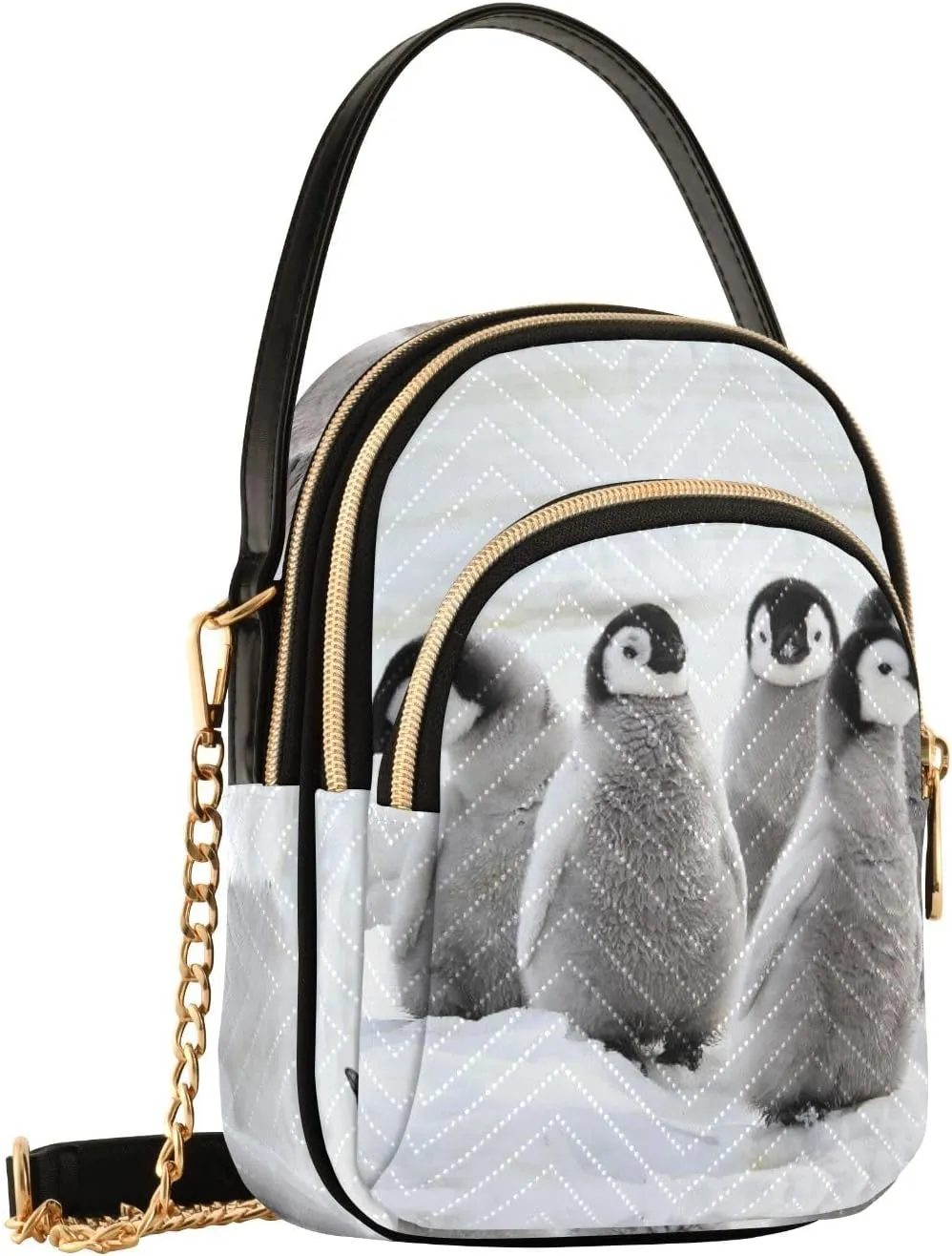 Women's Wave Cross Body Chest Bag, 52 inch Gold Chain Shoulder Handbag Purse
