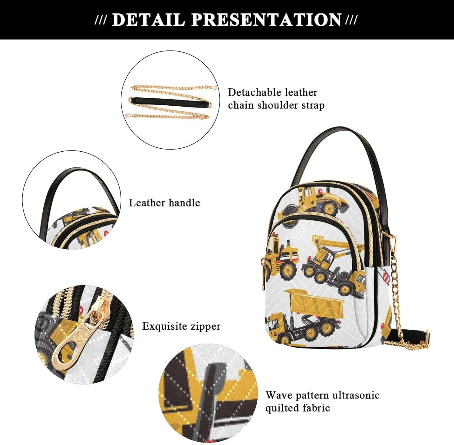 Women's Wave Cross Body Chest Bag, 52 inch Gold Chain Shoulder Handbag Purse
