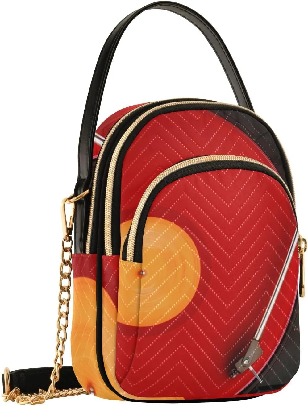 Women's Wave Cross Body Chest Bag, 52 inch Gold Chain Shoulder Handbag Purse