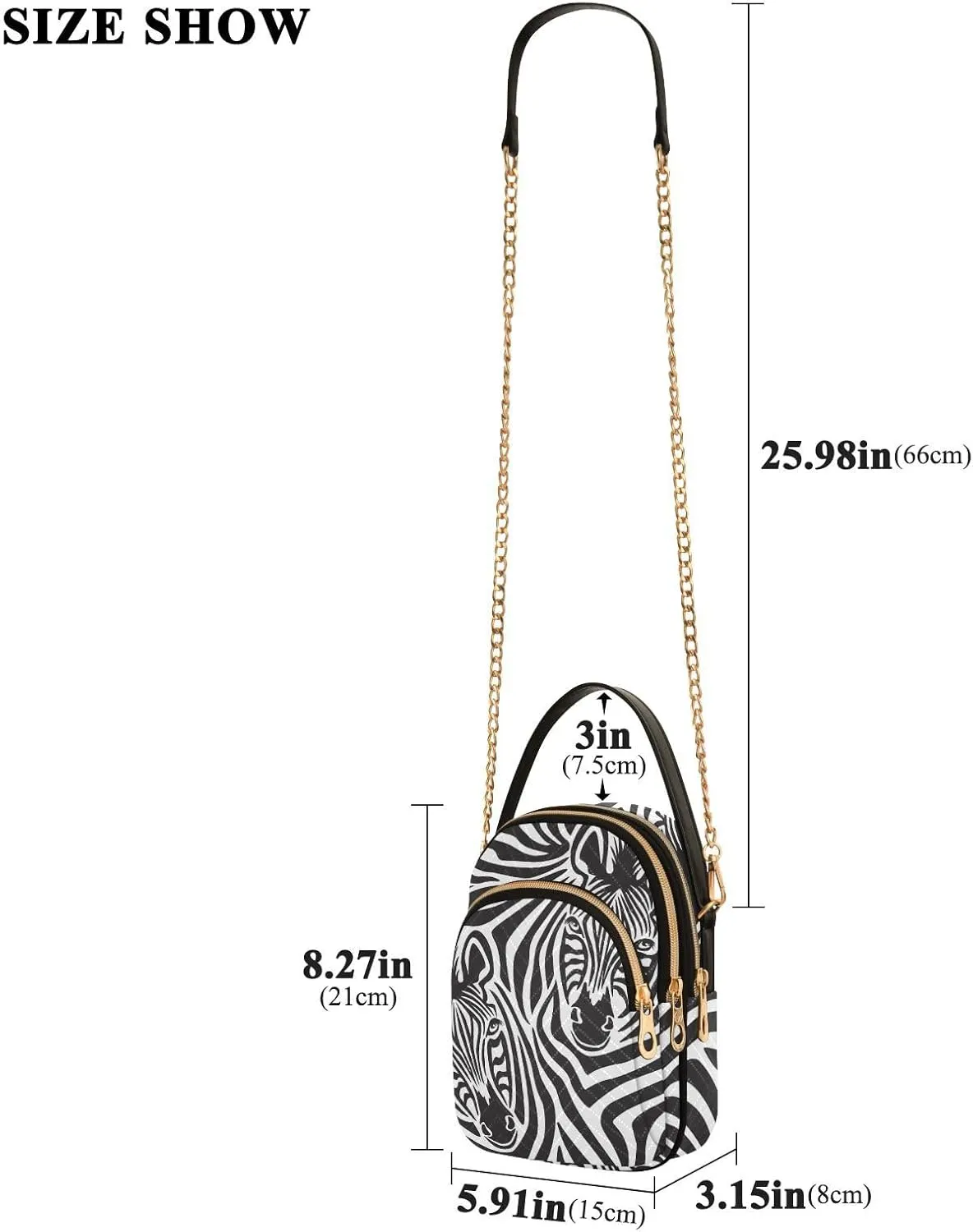 Women's Wave Cross Body Chest Bag, 52 inch Gold Chain Shoulder Handbag Purse