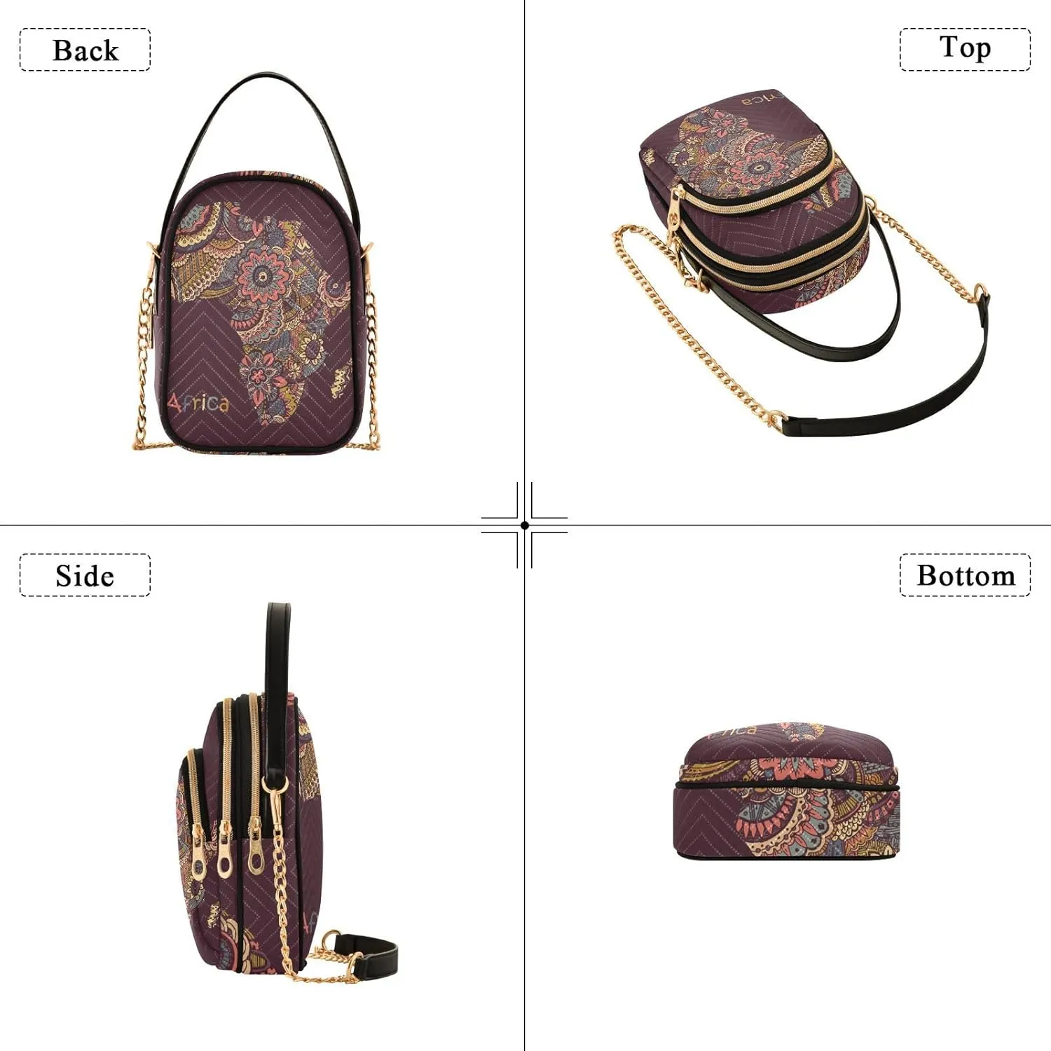 Women's Wave Cross Body Chest Bag, 52 inch Gold Chain Shoulder Handbag Purse