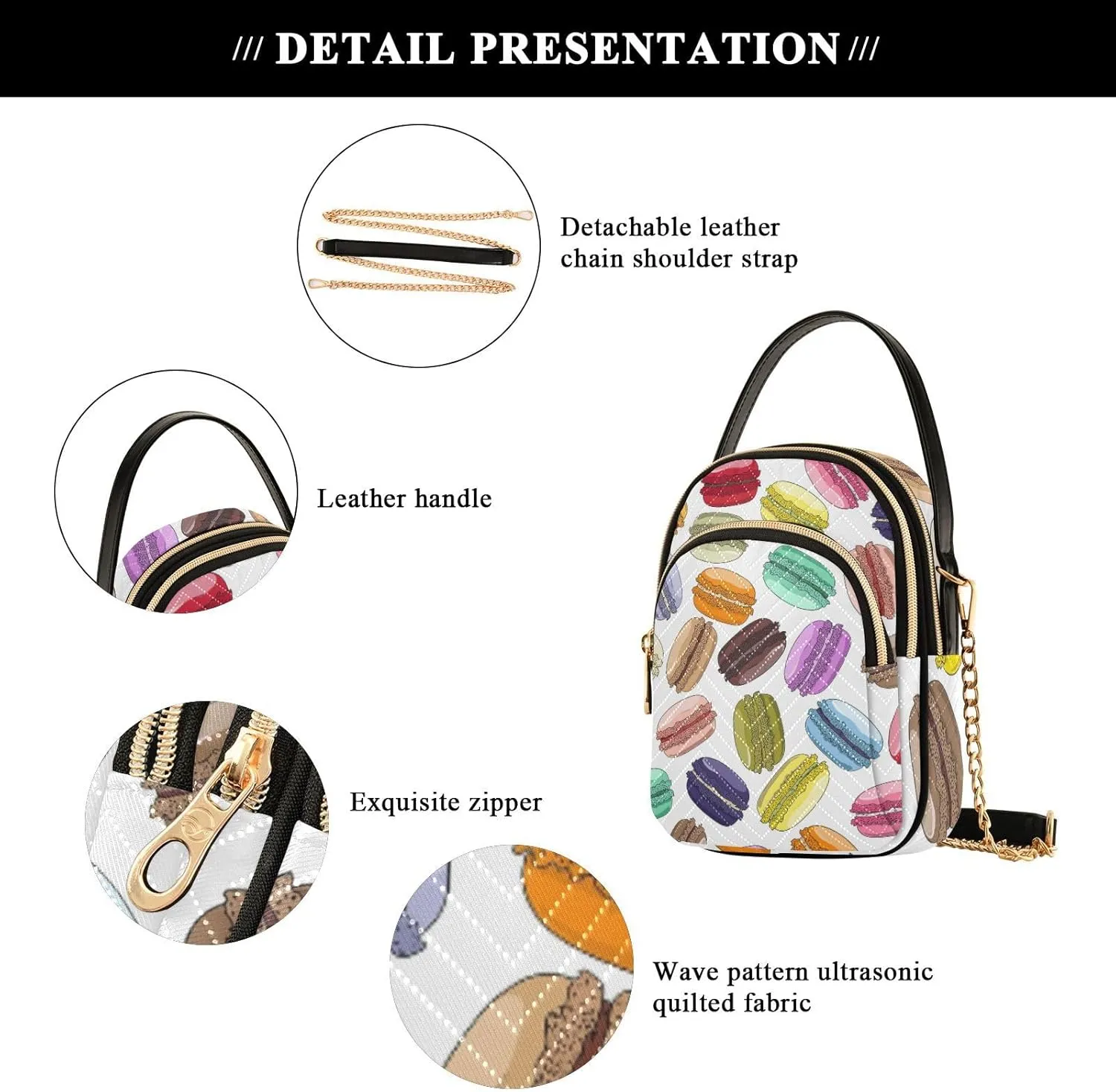 Women's Wave Cross Body Chest Bag, 52 inch Gold Chain Shoulder Handbag Purse