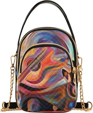 Women's Wave Cross Body Chest Bag, 52 inch Gold Chain Shoulder Handbag Purse