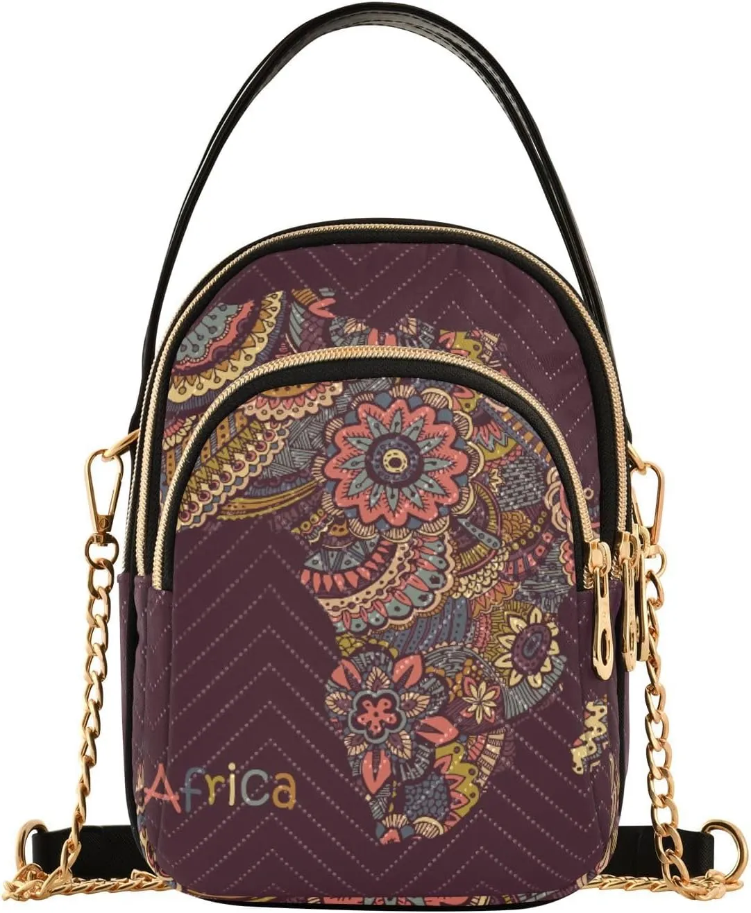 Women's Wave Cross Body Chest Bag, 52 inch Gold Chain Shoulder Handbag Purse