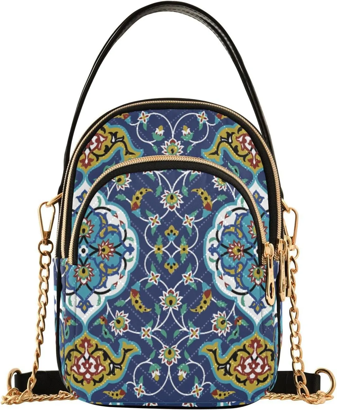 Women's Wave Cross Body Chest Bag, 52 inch Gold Chain Shoulder Handbag Purse