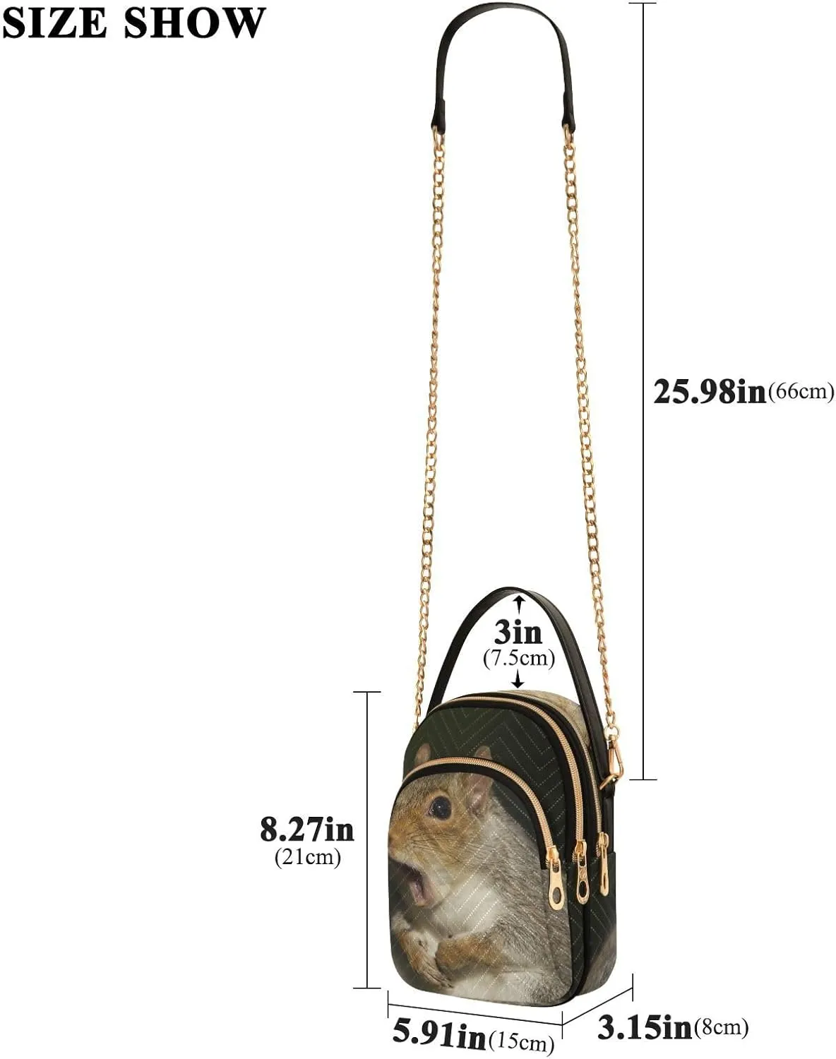 Women's Wave Cross Body Chest Bag, 52 inch Gold Chain Shoulder Handbag Purse