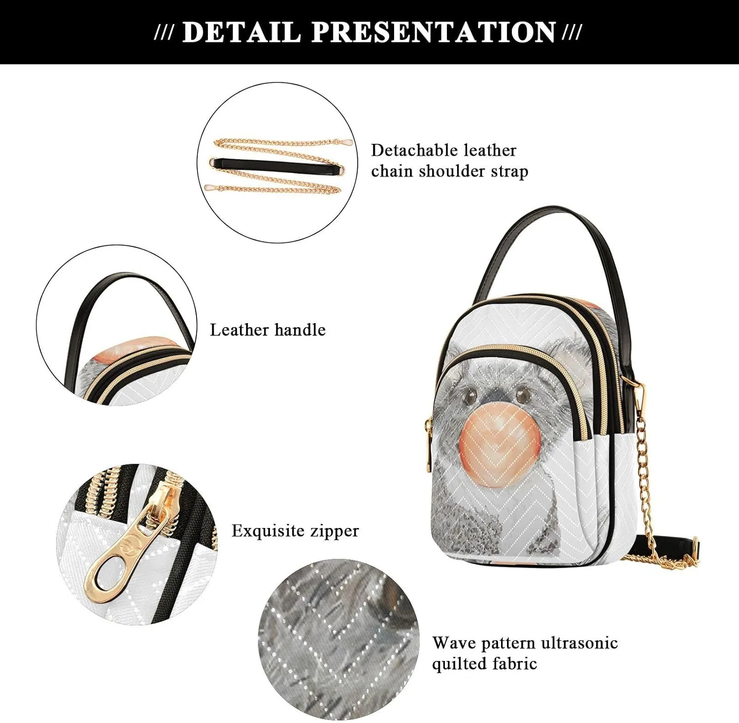 Women's Wave Cross Body Chest Bag, 52 inch Gold Chain Shoulder Handbag Purse