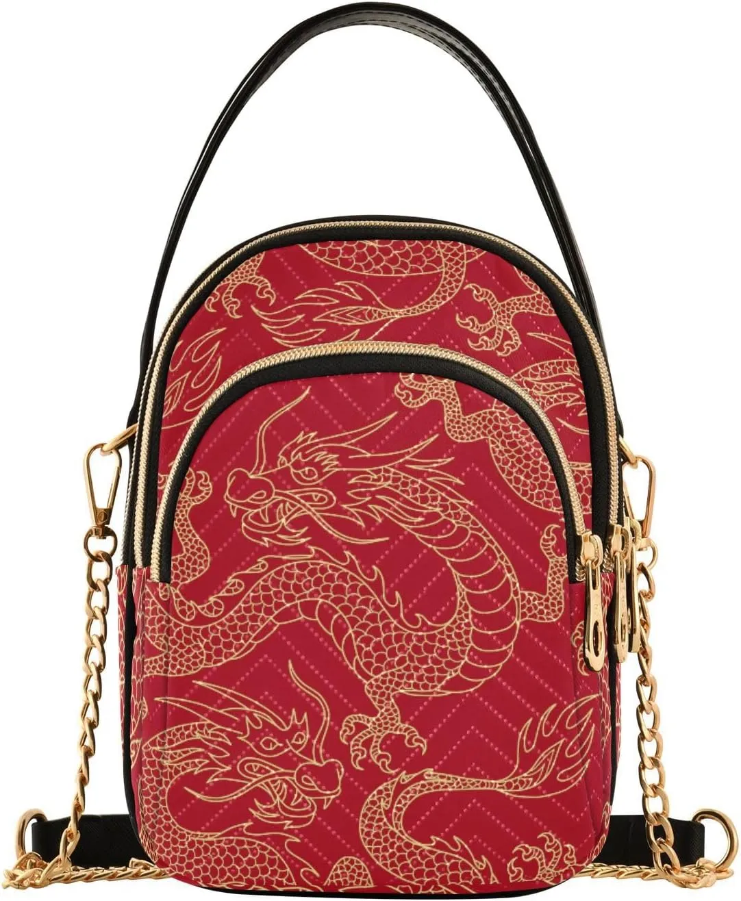 Women's Wave Cross Body Chest Bag, 52 inch Gold Chain Shoulder Handbag Purse