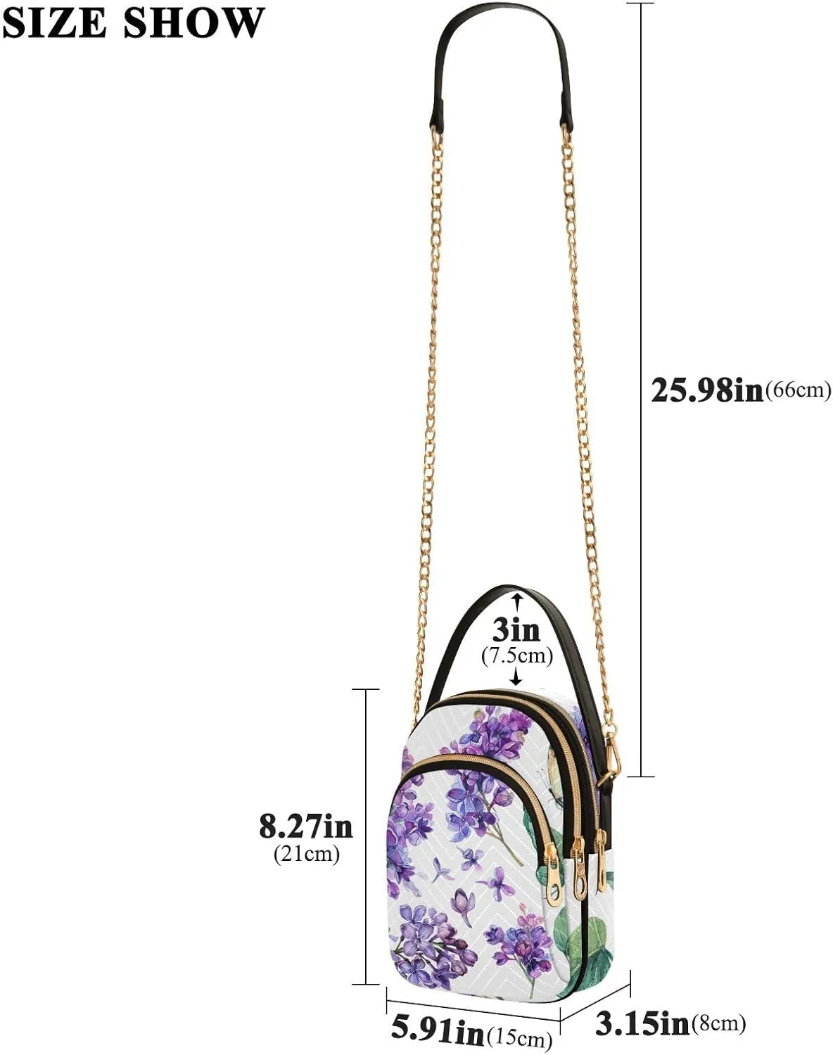 Women's Wave Cross Body Chest Bag, 52 inch Gold Chain Shoulder Handbag Purse