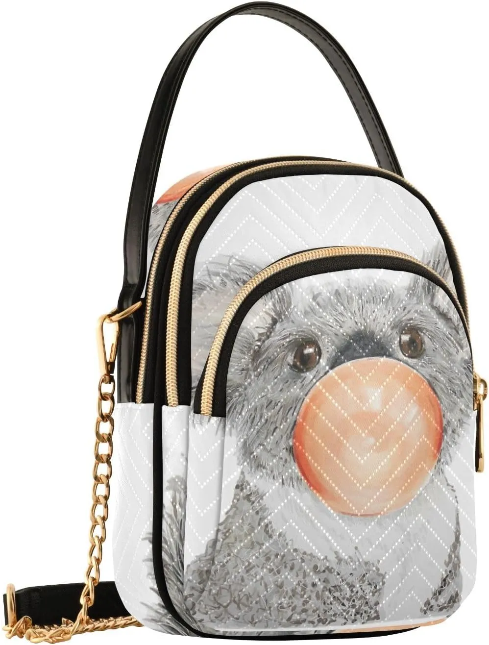 Women's Wave Cross Body Chest Bag, 52 inch Gold Chain Shoulder Handbag Purse