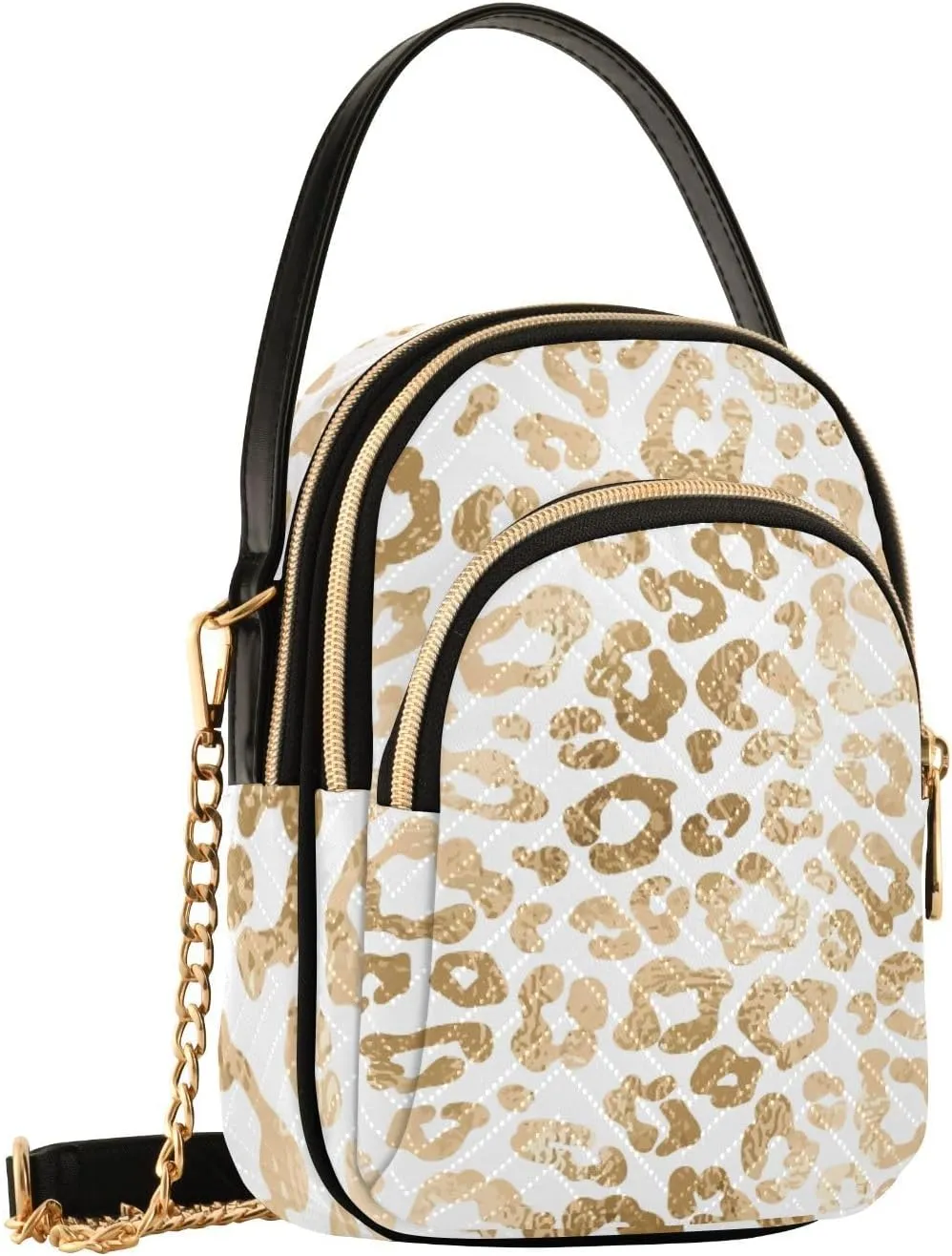Women's Wave Cross Body Chest Bag, 52 inch Gold Chain Shoulder Handbag Purse