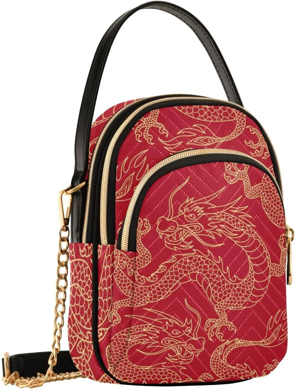 Women's Wave Cross Body Chest Bag, 52 inch Gold Chain Shoulder Handbag Purse