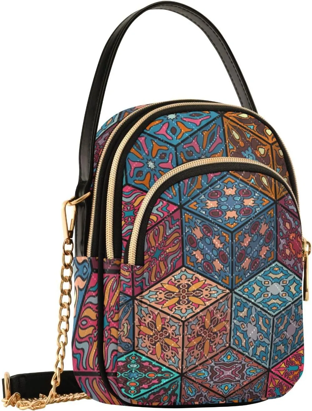 Women's Wave Cross Body Chest Bag, 52 inch Gold Chain Shoulder Handbag Purse