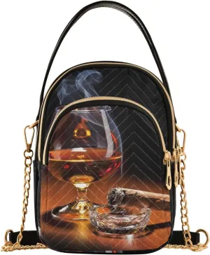 Women's Wave Cross Body Chest Bag, 52 inch Gold Chain Shoulder Handbag Purse