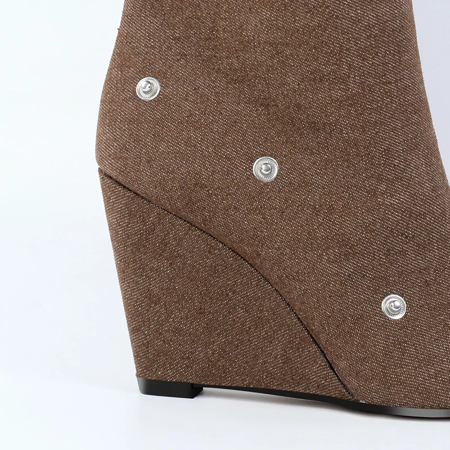 Women's Wedge Heel Knee High Slouchy Foldover Buttons Boots