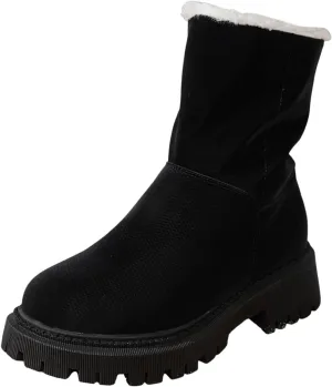 Womens Winter Snow Boots Warm Fur Lined Ankle Booties Zip Up Slip On Outdoor Walking Womens Boots