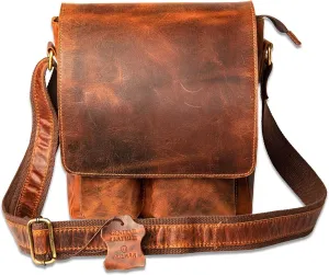 Wonder Care_ Genuine Leather Small Carry Bag for Men and Women/Sling Bags With Vintage Look Cross Body Shoulder Bags For Business/Travel/Office/School