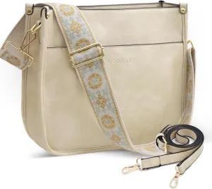 WOOMADA Hobo Handbag for Women Vegan Leather Crossbody Bags Trendy Shoulder Bag with 2 Adjustable Strap